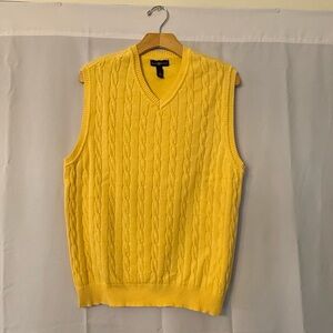 Club Room V-Neck Yellow Cable Knit Sweater Vest
